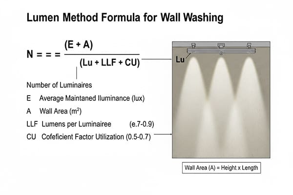 A diagram showing the Lumen Method formula for lighting calculation